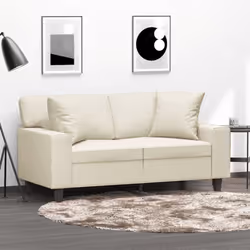 Colore: Crema Divano a 2 posti: Materiale: Similpelle (75% polivinilcloruro, 20% poliestere, 5% cotone), metallo, textilene M ...