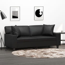 Vidaxl - Divano a 2 Posti con Cuscini Nero 140 cm in Similpelle 65554
