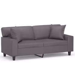 vidaXL Divano a 2 Posti con Cuscini Grigio 140 cm in Similpelle - Vista aggiuntiva 2