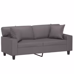 vidaXL Divano a 2 Posti con Cuscini Grigio 140 cm in Similpelle - Vista aggiuntiva 3
