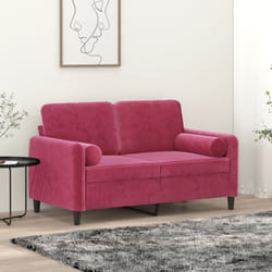 vidaXL Divano a 2 Posti con Cuscini Rosso Vino 120 cm in Velluto