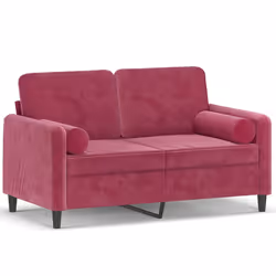 vidaXL Divano a 2 Posti con Cuscini Rosso Vino 120 cm in Velluto - Vista aggiuntiva 2