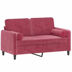 vidaXL Divano a 2 Posti con Cuscini Rosso Vino 120 cm in Velluto - Vista aggiuntiva 3