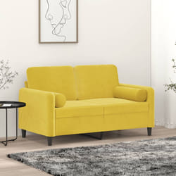 vidaXL Divano a 2 Posti con Cuscini Giallo 120 cm in Velluto