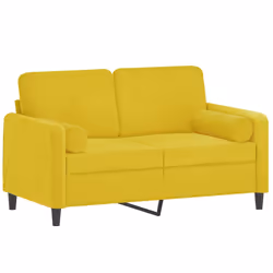 vidaXL Divano a 2 Posti con Cuscini Giallo 120 cm in Velluto - Vista aggiuntiva 3
