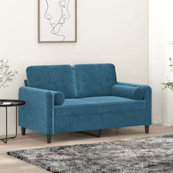 vidaXL Divano a 2 Posti con Cuscini Blu 120 cm in Velluto