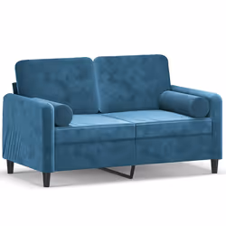 vidaXL Divano a 2 Posti con Cuscini Blu 120 cm in Velluto - Vista aggiuntiva 2