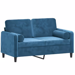 vidaXL Divano a 2 Posti con Cuscini Blu 120 cm in Velluto - Vista aggiuntiva 3