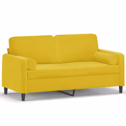 Divano a 2 Posti con Cuscini Giallo 140 cm in Vellutocod mxl 70985 - Vista aggiuntiva 2