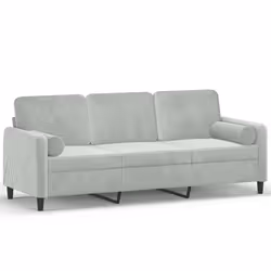Divano a 3 Posti con Cuscini Grigio Chiaro 180 cm in Vellutocod mxl 70994 - Vista aggiuntiva 2