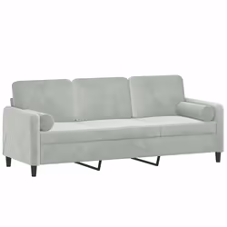 Divano a 3 Posti con Cuscini Grigio Chiaro 180 cm in Vellutocod mxl 70994 - Vista aggiuntiva 3