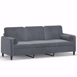 Divano a 3 Posti con Cuscini Grigio Scuro 180 cm in Vellutocod mxl 94976 - Vista aggiuntiva 2