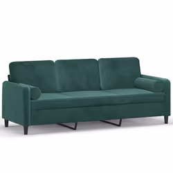 Divano a 3 Posti con Cuscini Verde Scuro 180 cm in Vellutocod mxl 70962 - Vista aggiuntiva 2