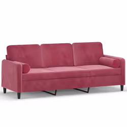 Divano a 3 Posti con Cuscini Rosso Vino 180 cm in Vellutocod mxl 118920 - Vista aggiuntiva 2
