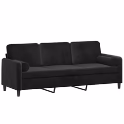 vidaXL Divano a 3 Posti con Cuscini Nero 180 cm in Velluto - Vista aggiuntiva 3