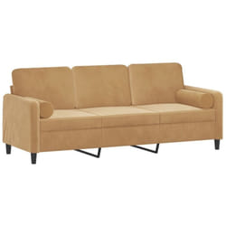 Vidaxl - Divano a 3 Posti con Cuscini Marrone 180 cm in Velluto