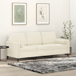 Divano a 3 Posti con Cuscini Crema 180 cm in Vellutocod mxl 94998