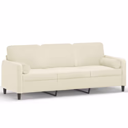 Divano a 3 Posti con Cuscini Crema 180 cm in Vellutocod mxl 94998 - Vista aggiuntiva 2