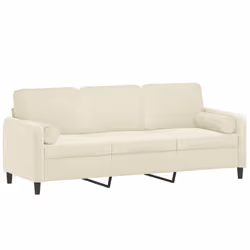Divano a 3 Posti con Cuscini Crema 180 cm in Vellutocod mxl 94998 - Vista aggiuntiva 3