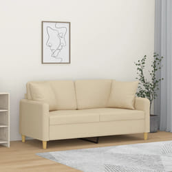 vidaXL Divano a 2 Posti con Cuscini Crema 140 cm in Tessuto