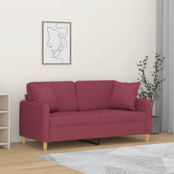 vidaXL Divano a 2 Posti con Cuscini Rosso Vino 140 cm in Tessuto