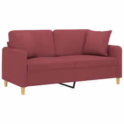 vidaXL Divano a 2 Posti con Cuscini Rosso Vino 140 cm in Tessuto - Vista aggiuntiva 3
