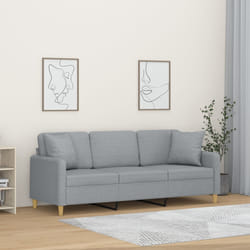 Divano a 3 Posti con Cuscini Grigio Chiaro 180 cm in Tessutocod mxl 99121