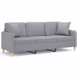 Divano a 3 Posti con Cuscini Grigio Chiaro 180 cm in Tessutocod mxl 99121 - Vista aggiuntiva 2