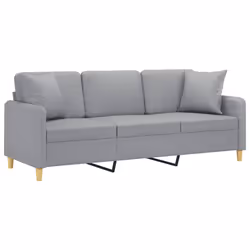 Divano a 3 Posti con Cuscini Grigio Chiaro 180 cm in Tessutocod mxl 99121 - Vista aggiuntiva 3