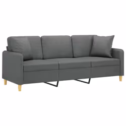 vidaXL Divano a 3 Posti con Cuscini Grigio Scuro 180 cm in Tessuto - Vista aggiuntiva 3