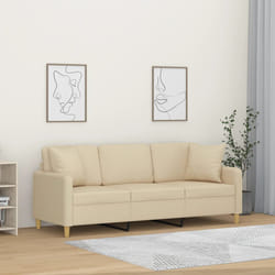 Divano a 3 Posti con Cuscini Crema 180 cm in Tessutocod mxl 123070