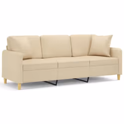 Divano a 3 Posti con Cuscini Crema 180 cm in Tessutocod mxl 123070 - Vista aggiuntiva 2
