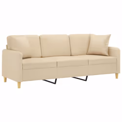 Divano a 3 Posti con Cuscini Crema 180 cm in Tessutocod mxl 123070 - Vista aggiuntiva 3