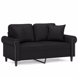 Divano a 2 Posti con Cuscini Nero 120 cm in Similpellecod mxl 120700 - Vista aggiuntiva 2