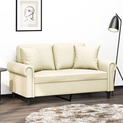 Divano a 2 Posti con Cuscini Crema 120 cm in Similpelle vidaXL449594