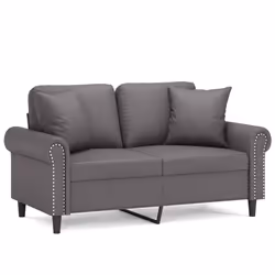 Divano a 2 Posti con Cuscini Grigio 120 cm in Similpellecod mxl 126737 - Vista aggiuntiva 2