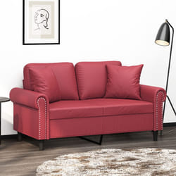 vidaXL Divano a 2 Posti con Cuscini Rosso Vino 120 cm in Similpelle