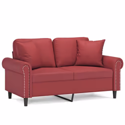 vidaXL Divano a 2 Posti con Cuscini Rosso Vino 120 cm in Similpelle - Vista aggiuntiva 2