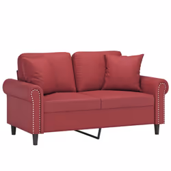 vidaXL Divano a 2 Posti con Cuscini Rosso Vino 120 cm in Similpelle - Vista aggiuntiva 3