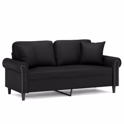 vidaXL Divano a 2 Posti con Cuscini Nero 140 cm in Similpelle - Vista aggiuntiva 2