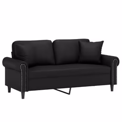 vidaXL Divano a 2 Posti con Cuscini Nero 140 cm in Similpelle - Vista aggiuntiva 3