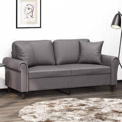 vidaXL Divano a 2 Posti con Cuscini Grigio 140 cm in Similpelle