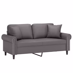 vidaXL Divano a 2 Posti con Cuscini Grigio 140 cm in Similpelle - Vista aggiuntiva 3