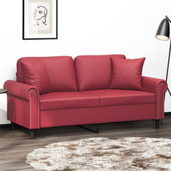 vidaXL Divano a 2 Posti con Cuscini Rosso Vino 140 cm in Similpelle