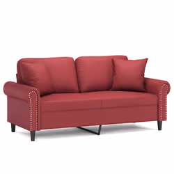vidaXL Divano a 2 Posti con Cuscini Rosso Vino 140 cm in Similpelle - Vista aggiuntiva 2