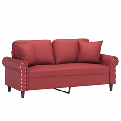 vidaXL Divano a 2 Posti con Cuscini Rosso Vino 140 cm in Similpelle - Vista aggiuntiva 3