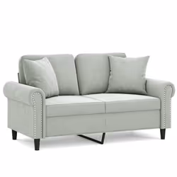 Divano a 2 Posti con Cuscini Grigio Chiaro 120 cm in Vellutocod mxl 75157 - Vista aggiuntiva 2