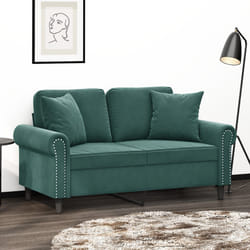 vidaXL Divano a 2 Posti con Cuscini Verde Scuro 120 cm in Velluto