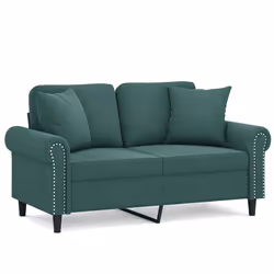 vidaXL Divano a 2 Posti con Cuscini Verde Scuro 120 cm in Velluto - Vista aggiuntiva 2