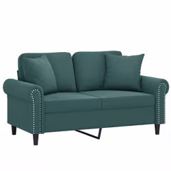 vidaXL Divano a 2 Posti con Cuscini Verde Scuro 120 cm in Velluto - Vista aggiuntiva 3
